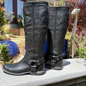 FRYE Phillip Harness Women's Tall Riding Leather Boot Black